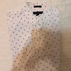 Banana Republic White Shirt with Navy Accents